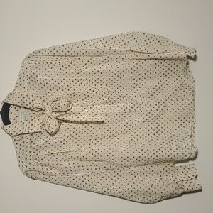 Evan Picone Blouse Women's Tie Neck Bow Retro Mod Polka Dot Size 6